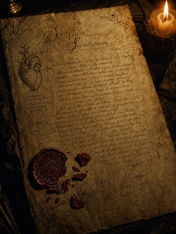 Decreto manuscrito com selo de cera